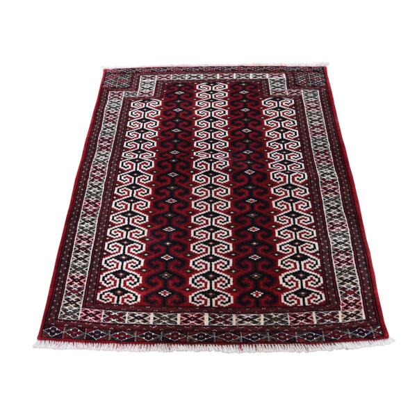 3'2"x4'1" Turkoman Prayer Design Pure Wool hand-Knotted Oriental Rug  - 44563