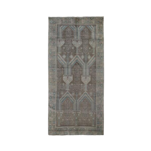 4'1"x9'2" Washed Out Afghan Baluch With Natural Colors Pure Wool Wide Runner Hand Knotted Oriental Rug  - 49664