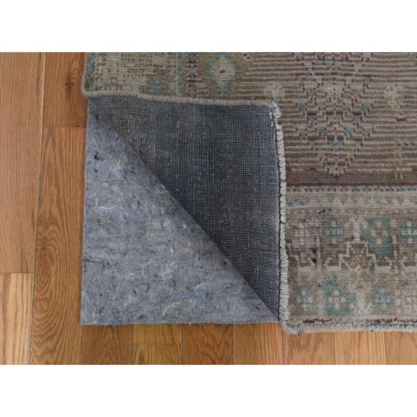 4'1"x9'2" Washed Out Afghan Baluch With Natural Colors Pure Wool Wide Runner Hand Knotted Oriental Rug  - 49664 - Image 4