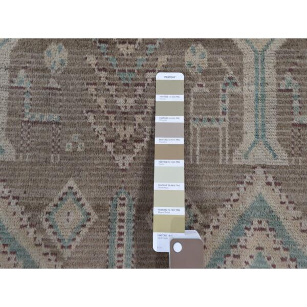 4'1"x9'2" Washed Out Afghan Baluch With Natural Colors Pure Wool Wide Runner Hand Knotted Oriental Rug  - 49664 - Image 5