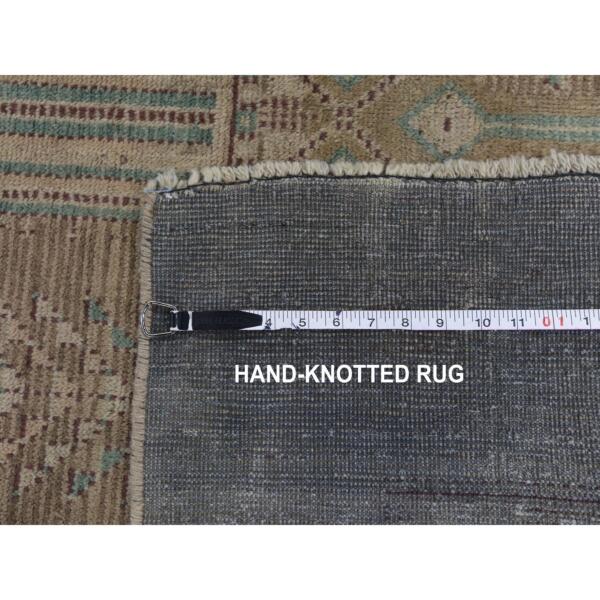 4'1"x9'2" Washed Out Afghan Baluch With Natural Colors Pure Wool Wide Runner Hand Knotted Oriental Rug  - 49664 - Image 8