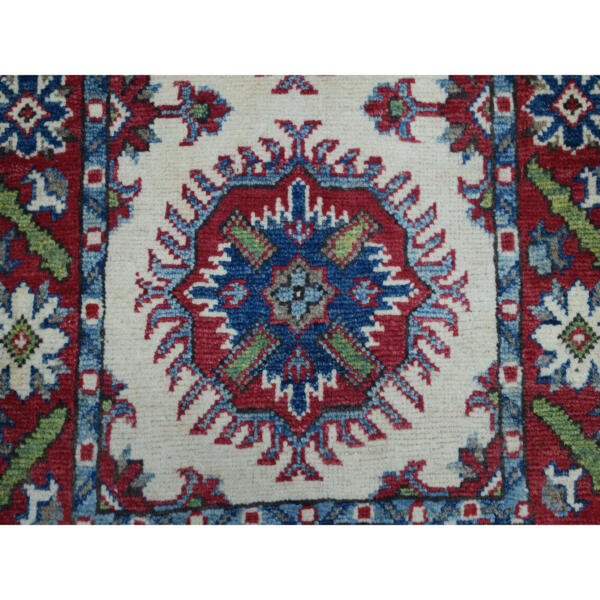 2'x2'9" Ivory Geometric Design Kazak Pure Wool Hand-Knotted Oriental Rug  - 50853 - Image 4