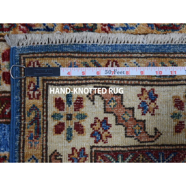 2'x3'6" Blue Super Kazak Pure Wool Geometric Design Hand-Knotted Oriental Rug  - 50915 - Image 7