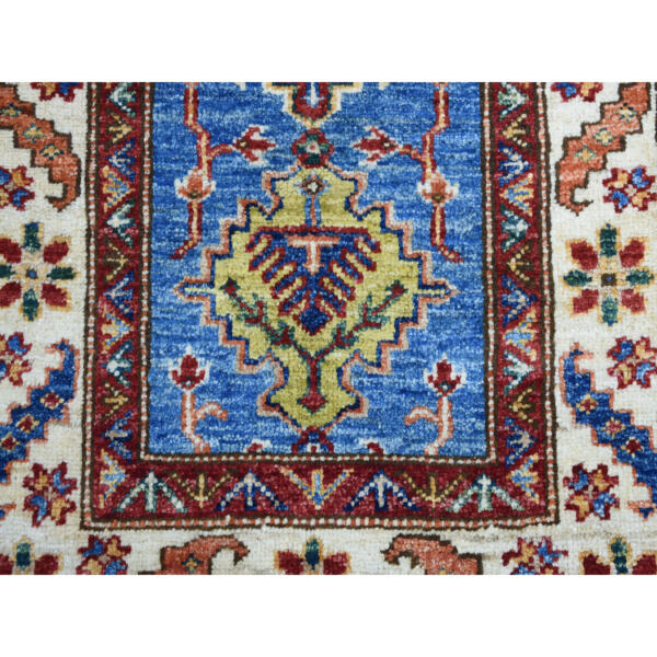 2'x3'1" Blue Super Kazak Geometric Design Pure Wool Hand-Knotted Oriental Rug  - 51027 - Image 4