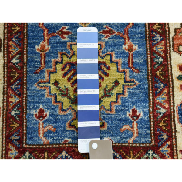 2'x3'1" Blue Super Kazak Geometric Design Pure Wool Hand-Knotted Oriental Rug  - 51027 - Image 5