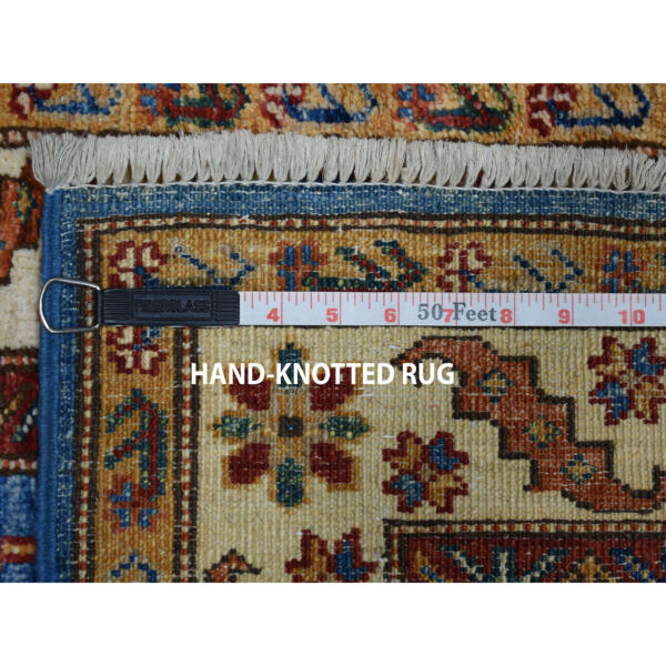 2'x3'1" Blue Super Kazak Geometric Design Pure Wool Hand-Knotted Oriental Rug  - 51027 - Image 7