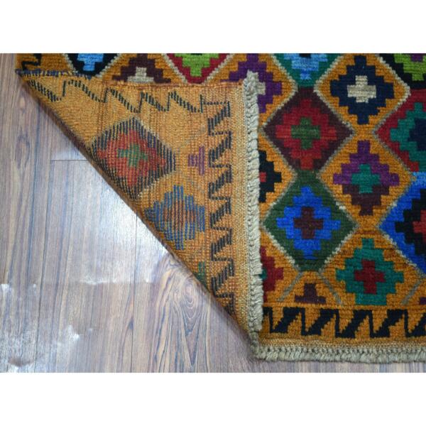 3'4"x4'8" Brown Tribal Design Colorful Afghan Baluch 100% Wool Hand Knotted Oriental Rug  - 53295 - Image 3