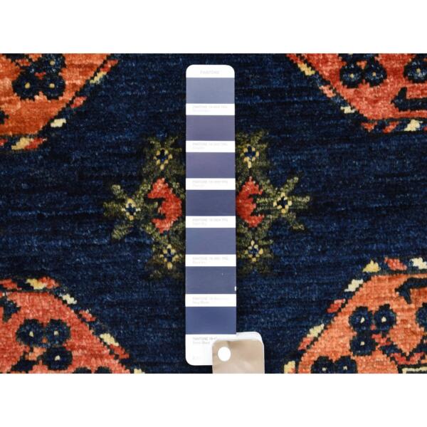 5'x6'6" Blue Elephant Feet Design Afghan Ersari Hand Knotted Pure Wool Oriental Rug  - 53357 - Image 4