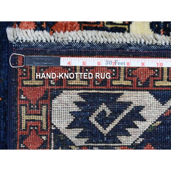 5'x6'6" Blue Elephant Feet Design Afghan Ersari Hand Knotted Pure Wool Oriental Rug  - 53357 - Image 7