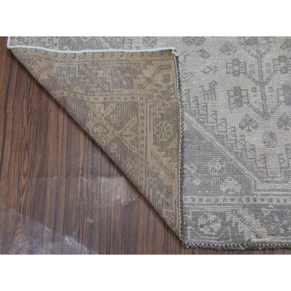 5'1"x7'4" Vintage And Worn Down Distressed Colors Persian Qashqai Distressed Hand Knotted Bohemian Rug  - 54060 - Image 3