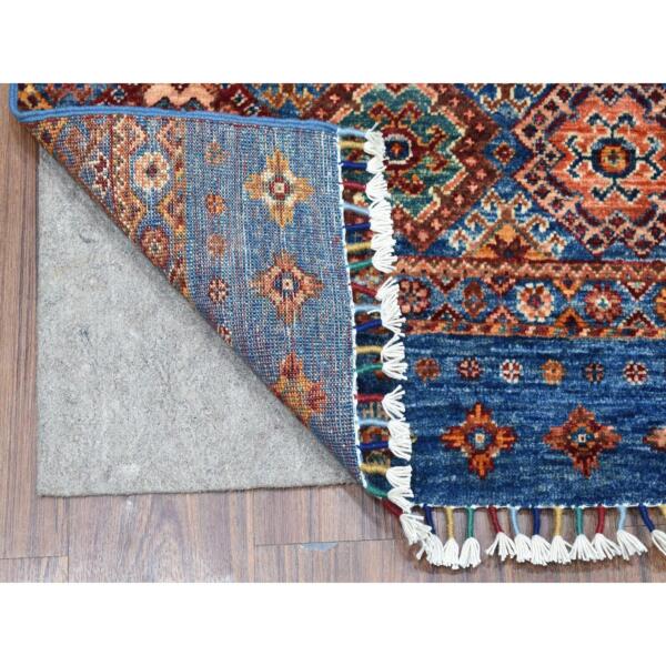 2'10"x4'1" Gray Khorjin Design Geometric Super Kazak Natural Wool Hand Knotted Oriental Rug  - 55906 - Image 3