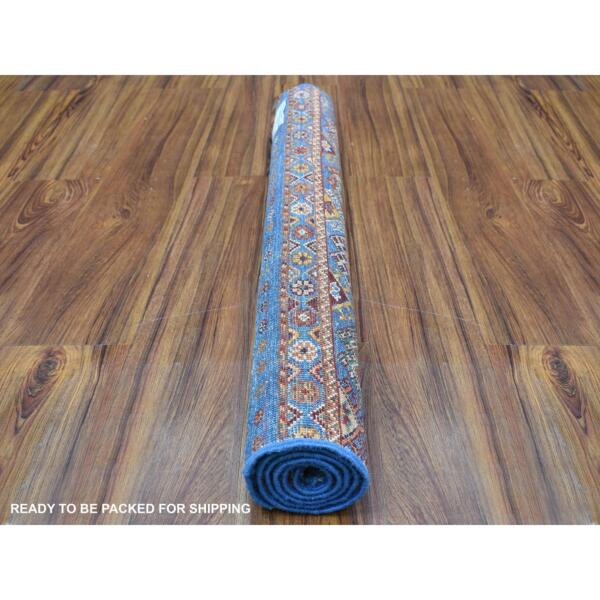 2'10"x4'1" Gray Khorjin Design Geometric Super Kazak Natural Wool Hand Knotted Oriental Rug  - 55906 - Image 5