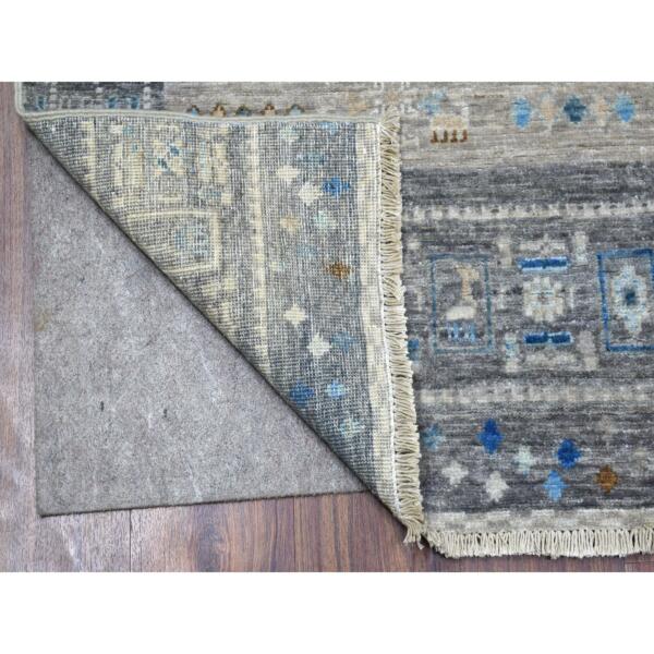 5'10"x8'10" Gray Folk Art Kashkuli Gabbeh Hand-Knotted Natural Wool Village Rug  - 56427 - Image 4