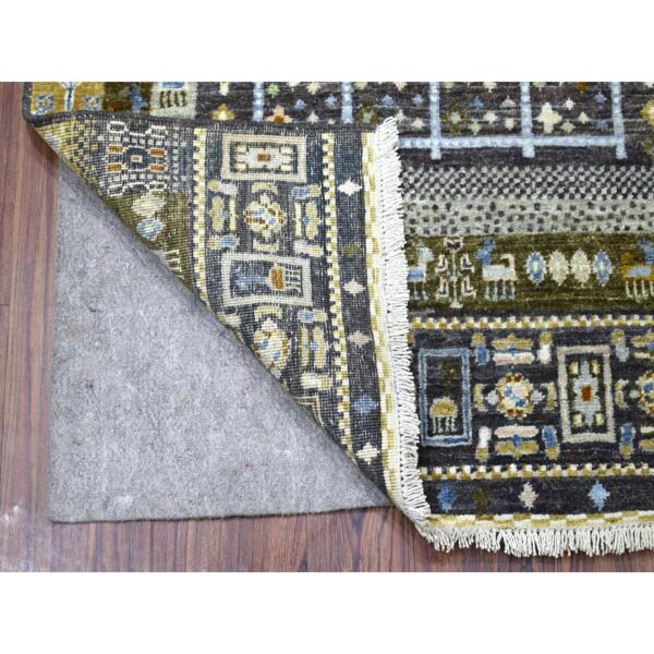 3'x4'9" Gray Kashkuli Gabbeh Pictorial Pure Wool Hand-Knotted Oriental Rug  - 56431 - Image 3