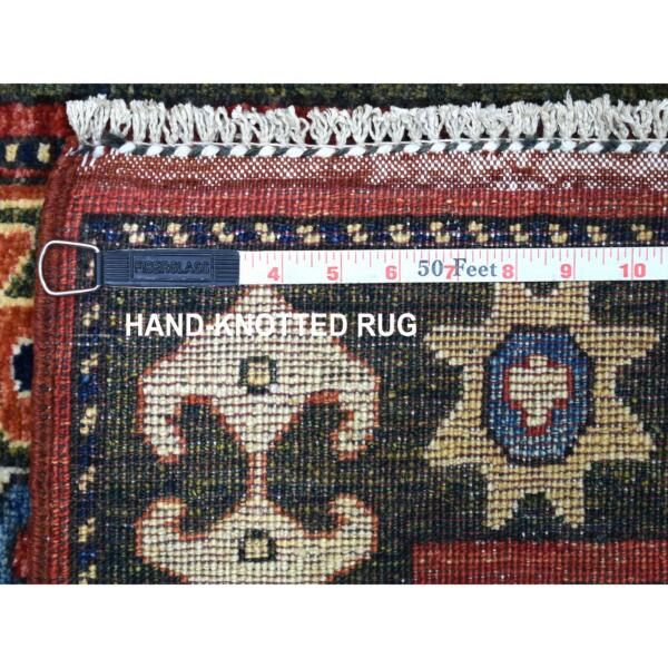 2'9"x3'10" Hand Knotted Red Afghan Ersari With Elephant Feet Design Pure Wool Oriental Rug  - 56932 - Image 7