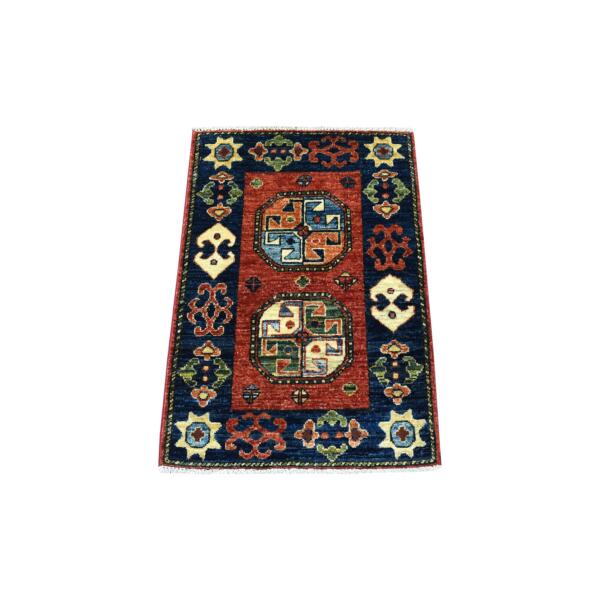 2'x3' Rust Red Afghan Turkoman Ersari Elephant Feet Design Organic Wool Hand Knotted Oriental Rug  - 56970