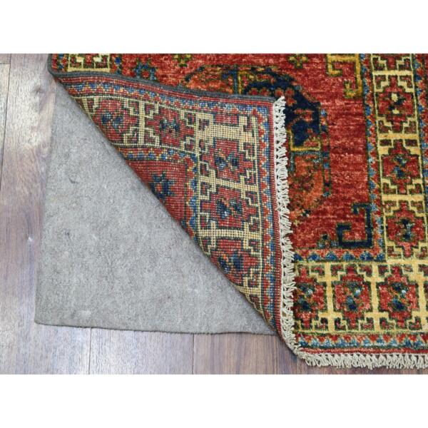 2'x2'9" Red Afghan Ersari With Elephant Feet Design Hand Knotted Organic Wool Oriental Rug  - 56986 - Image 3