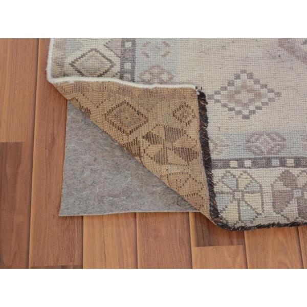 4'x7'10" Distressed Colors Vintage And Worn Down Persian Shiraz Wide Runner Pure Wool Bohemian Rug  - 57210 - Image 4