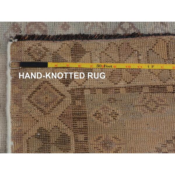 4'x7'10" Distressed Colors Vintage And Worn Down Persian Shiraz Wide Runner Pure Wool Bohemian Rug  - 57210 - Image 8