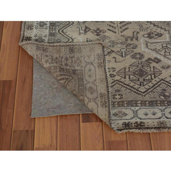 4'10"x7'10"  Earth Tone Colors Old And Worn Down Persian Qashqai Pure Wool Distressed Hand Knotted Oriental Rug  - 57237 - Image 4