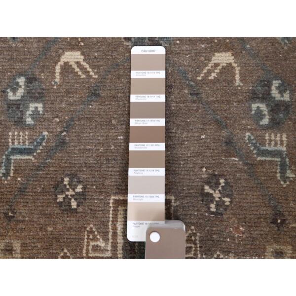 4'3"x6'7" Gray Old Persian Shiraz Cropped Thin Clean Hand Knotted Oriental Rug  - 57816 - Image 5