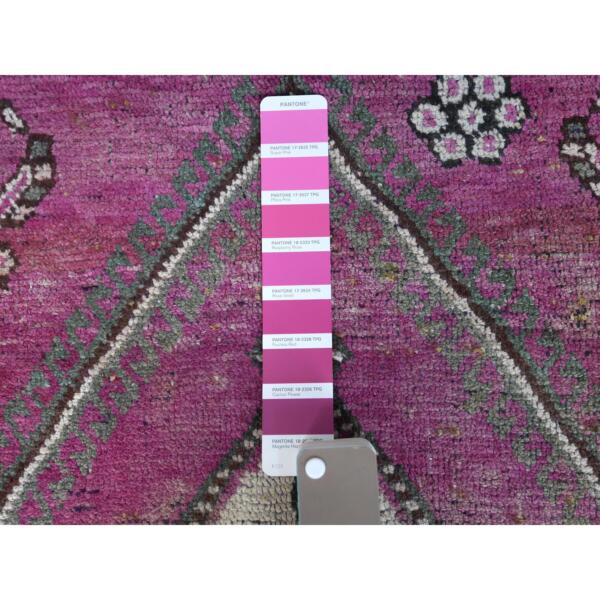 4'9"x7'2" Pink Hand Knotted Persian Shiraz Bohemian Cropped Thin Vintage Clean Organic Wool Oriental Rug  - 57837 - Image 5