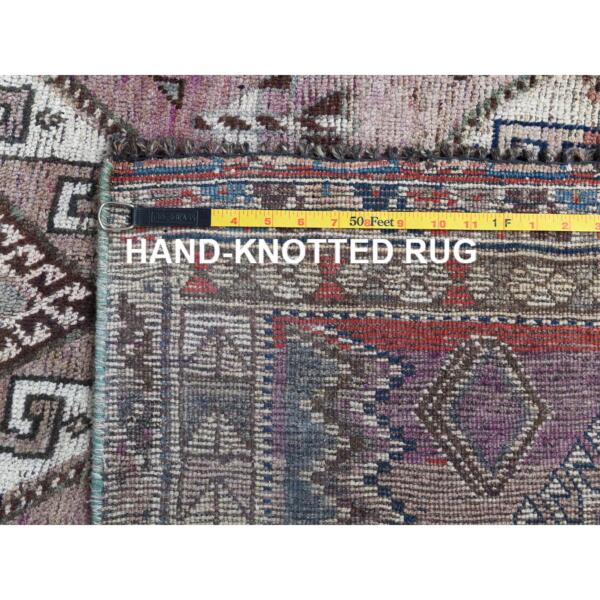 4'9"x7'2" Pink Hand Knotted Persian Shiraz Bohemian Cropped Thin Vintage Clean Organic Wool Oriental Rug  - 57837 - Image 8