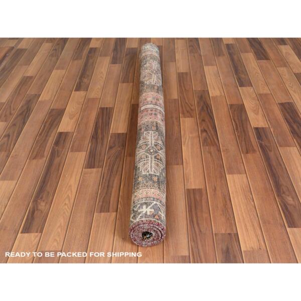 5'1"x7'6" Old Persian Qashqai Peach Color Bohemian Clean Distressed Pure Wool Hand Knotted Oriental Rug  - 57908 - Image 6