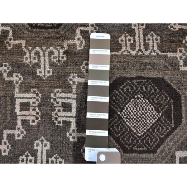 5'8"x9'10" Silver and Charcoal Black Washed Afghan Baluch Pure Wool Hand Knotted Oriental Rug  - 59564 - Image 4