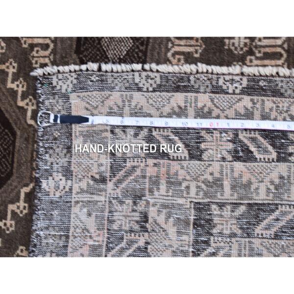 5'8"x9'10" Silver and Charcoal Black Washed Afghan Baluch Pure Wool Hand Knotted Oriental Rug  - 59564 - Image 8