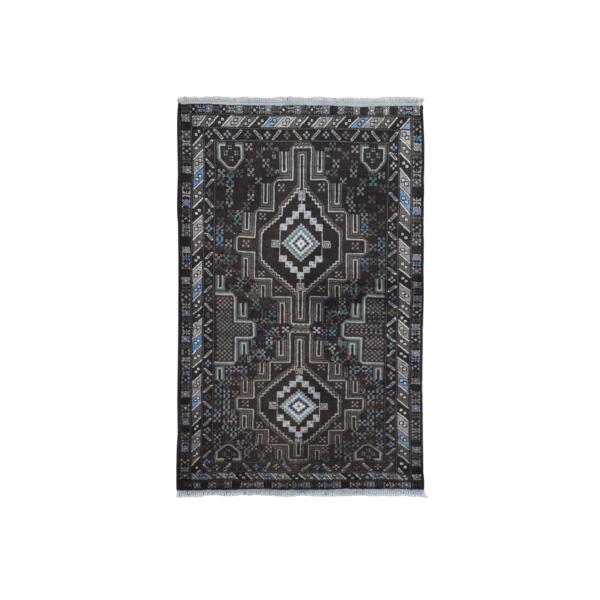 3'x5' Charcoal Brown Afghan Baluch Pure Wool Hand Knotted Oriental Rug  - 59582