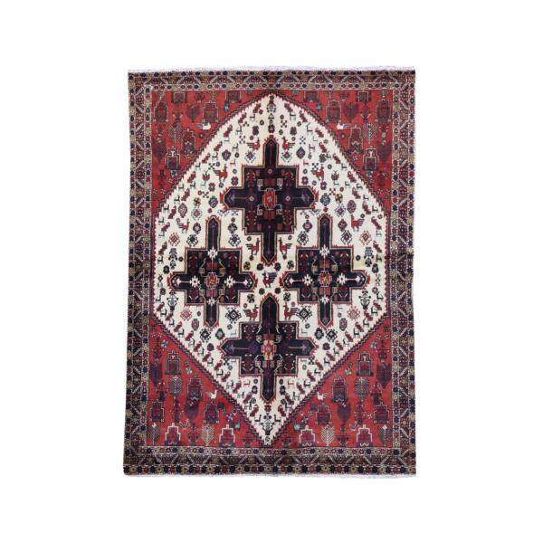 5'3"x7'9" Interesting Persian Abadeh Dense Weave Pure Wool Hand Knotted Oriental Rug  - 59635