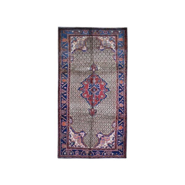 5'3"x10'6" New Persian Hamadan with Camel Hair Medallion Design Hand Knotted Oriental Rug  - 59683