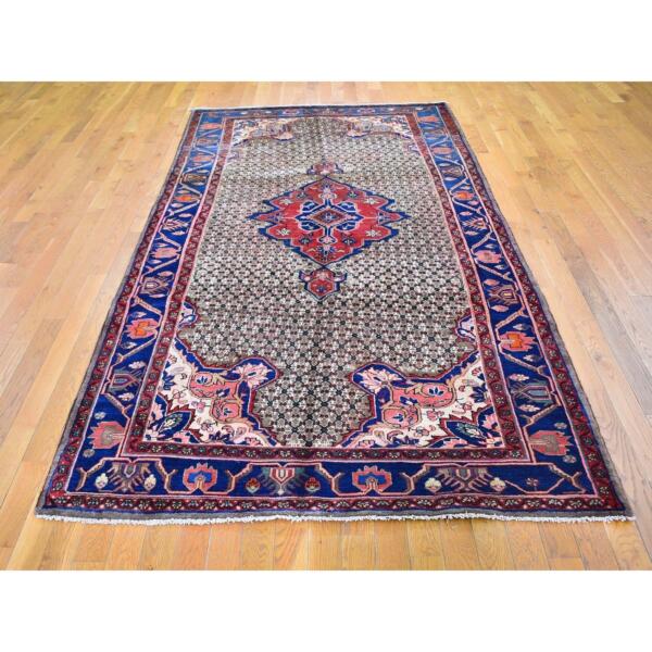 5'3"x10'6" New Persian Hamadan with Camel Hair Medallion Design Hand Knotted Oriental Rug  - 59683 - Image 3