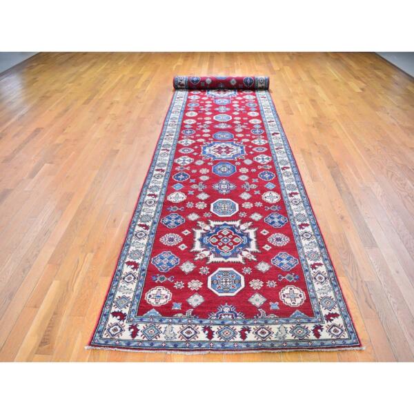 3'10"x17'3" Extra Long Wide Kazak Runner Hand Knotted Natural Wool Oriental Rug  - 59699 - Image 3