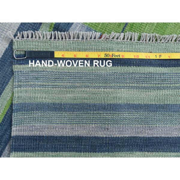 8'3"x10'1" Hand Woven Stripe Design Flat Weave Kilim Pure Wool Reversible Oriental Rug  - 60094 - Image 7