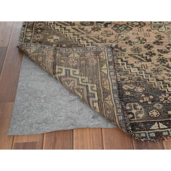 4'4"x7'5" Semi Antique Brown Persian Shiraz Clean Abrash Hand Knotted Soft Natural Wool Oriental Rug  - 60551 - Image 4