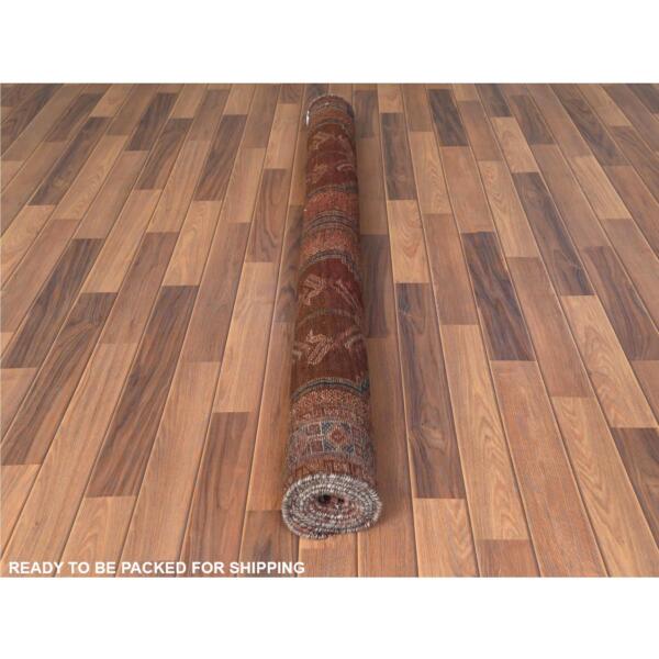 5'3"x7'10" Vintage Hand Knotted Red Persian Qashqai Sheared Down Pile Clean Organic Wool Oriental Rug  - 60617 - Image 6