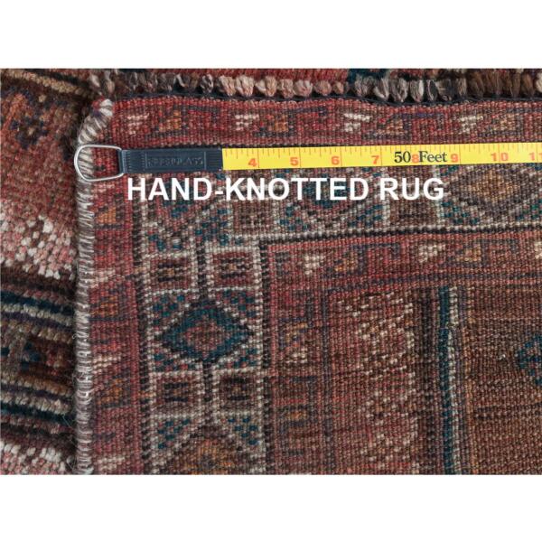 5'3"x7'10" Vintage Hand Knotted Red Persian Qashqai Sheared Down Pile Clean Organic Wool Oriental Rug  - 60617 - Image 8