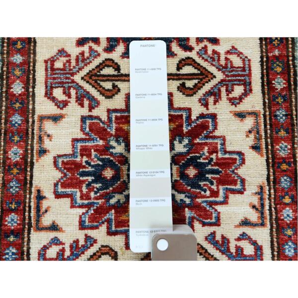 2'x3' Ivory Super Kazak Tribal Design Hand Knotted Vibrant Wool Oriental Rug  - 60796 - Image 5