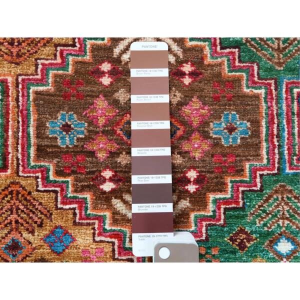 2'9"x9'8" Colorful Super Kazak Khorjin Design With Colorful Tassles Vibrant Wool Hand Knotted Oriental Runner Rug  - 60842 - Image 5