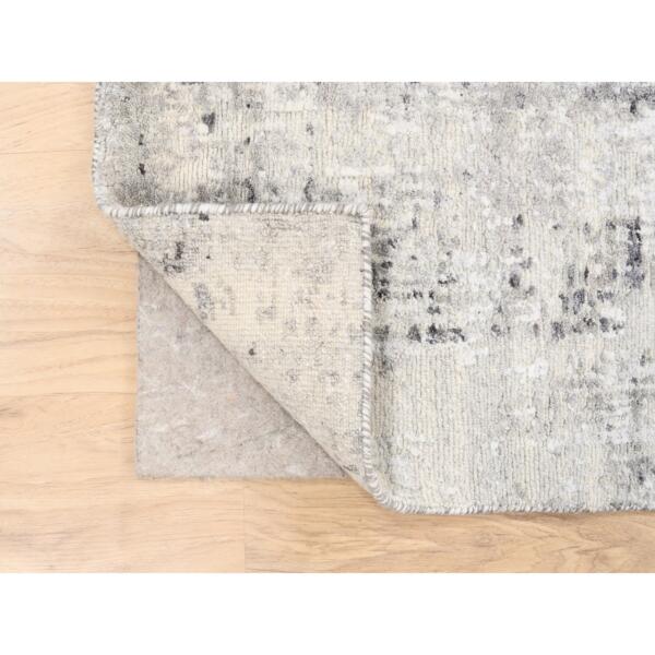 2'5"x8' Hand Knotted Hand Spun Undyed Natural Wool Modern Beige Oriental Runner Rug  - 62915 - Image 4