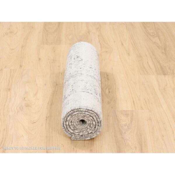 2'5"x8' Hand Knotted Hand Spun Undyed Natural Wool Modern Beige Oriental Runner Rug  - 62915 - Image 7