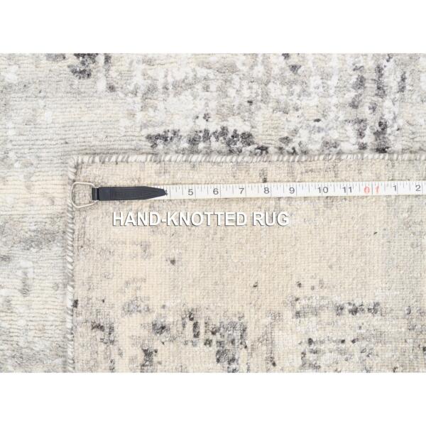 2'5"x8' Hand Knotted Hand Spun Undyed Natural Wool Modern Beige Oriental Runner Rug  - 62915 - Image 9