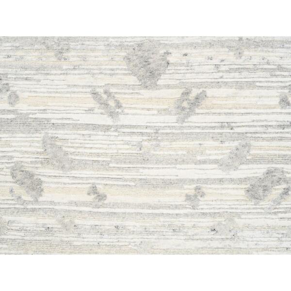 2'7"x12' Hand Spun Undyed Natural Wool Modern Hand Knotted Ivory Oriental Runner Rug  - 62919 - Image 6