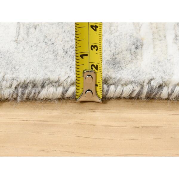 2'7"x12' Hand Spun Undyed Natural Wool Modern Hand Knotted Ivory Oriental Runner Rug  - 62919 - Image 8