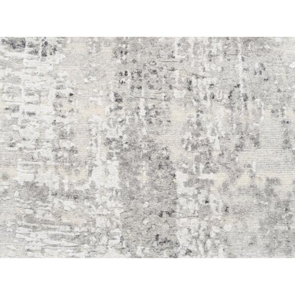 2'6"x15'8" Modern Hand Spun Undyed Natural Wool Hand Knotted Light Gray Oriental XL Runner Rug  - 62922 - Image 6