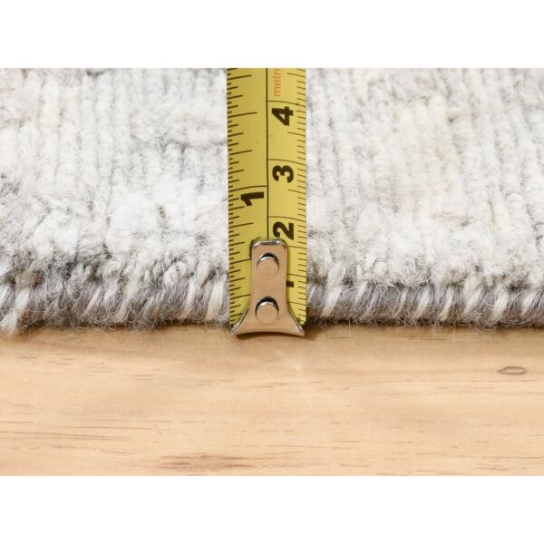 2'6"x15'8" Modern Hand Spun Undyed Natural Wool Hand Knotted Light Gray Oriental XL Runner Rug  - 62922 - Image 8