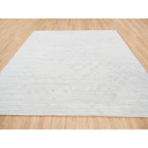 10'x10' Hand Knotted Modern Hand Spun Undyed Natural Wool Ivory with Gray Oriental Square Rug  - 62924 - Image 4