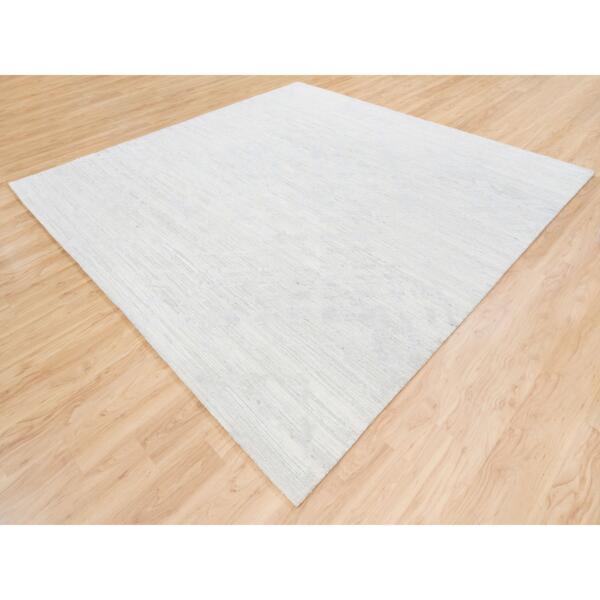 10'x10' Hand Knotted Modern Hand Spun Undyed Natural Wool Ivory with Gray Oriental Square Rug  - 62924 - Image 5